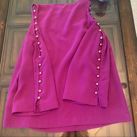 Trina Turk Amor Cold Shoulders Magenta Top Size S - Picture 5 of 11